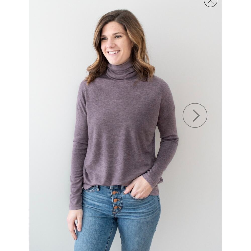 Thom Kelly Cori Turtleneck Heather Eggplant Purple Sweater Top Wool Blend Medium